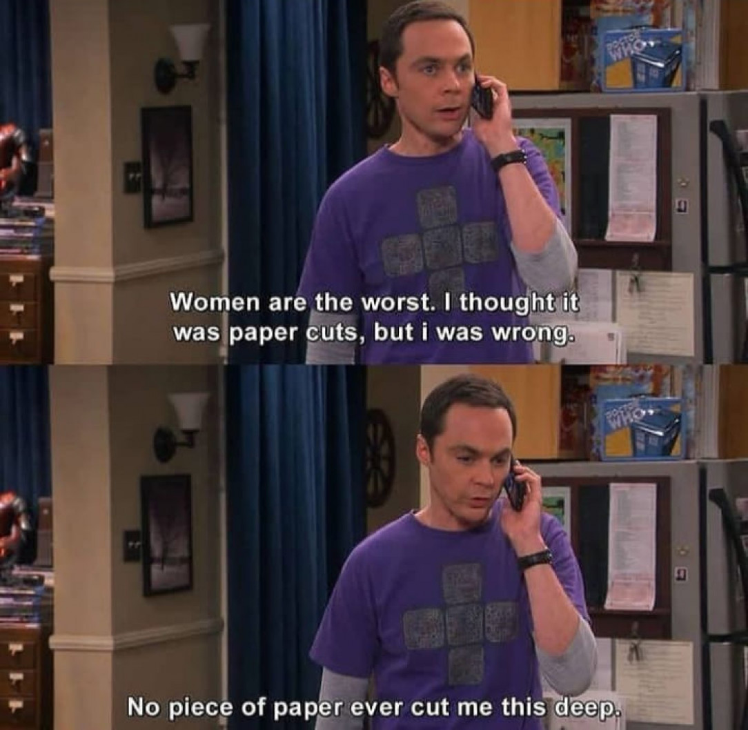 Sheldon on paper cuts