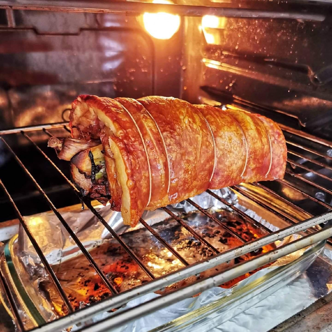 First time roasting stuffed pork belly and it was the crispiest! The prep and process was very long though