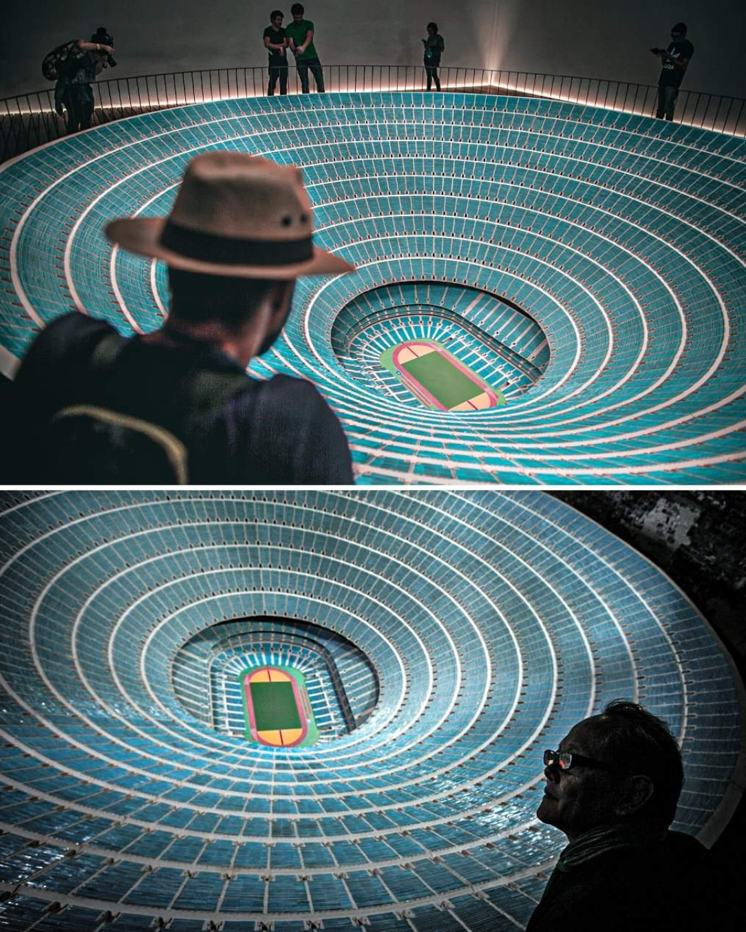 A one million seat stadium concept by American artist Paul Pfeiffer
