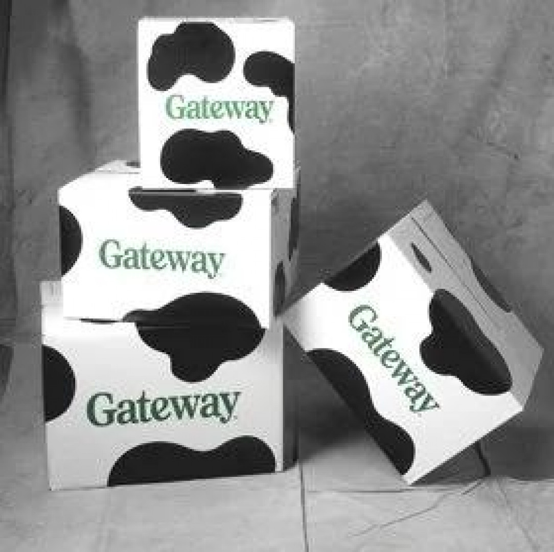 Gateway Computers arrived in cow print boxes