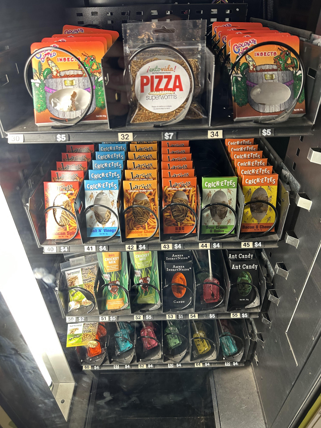 Vending machine spotted today in Arizona l, where all the products include insects (for human consumption)