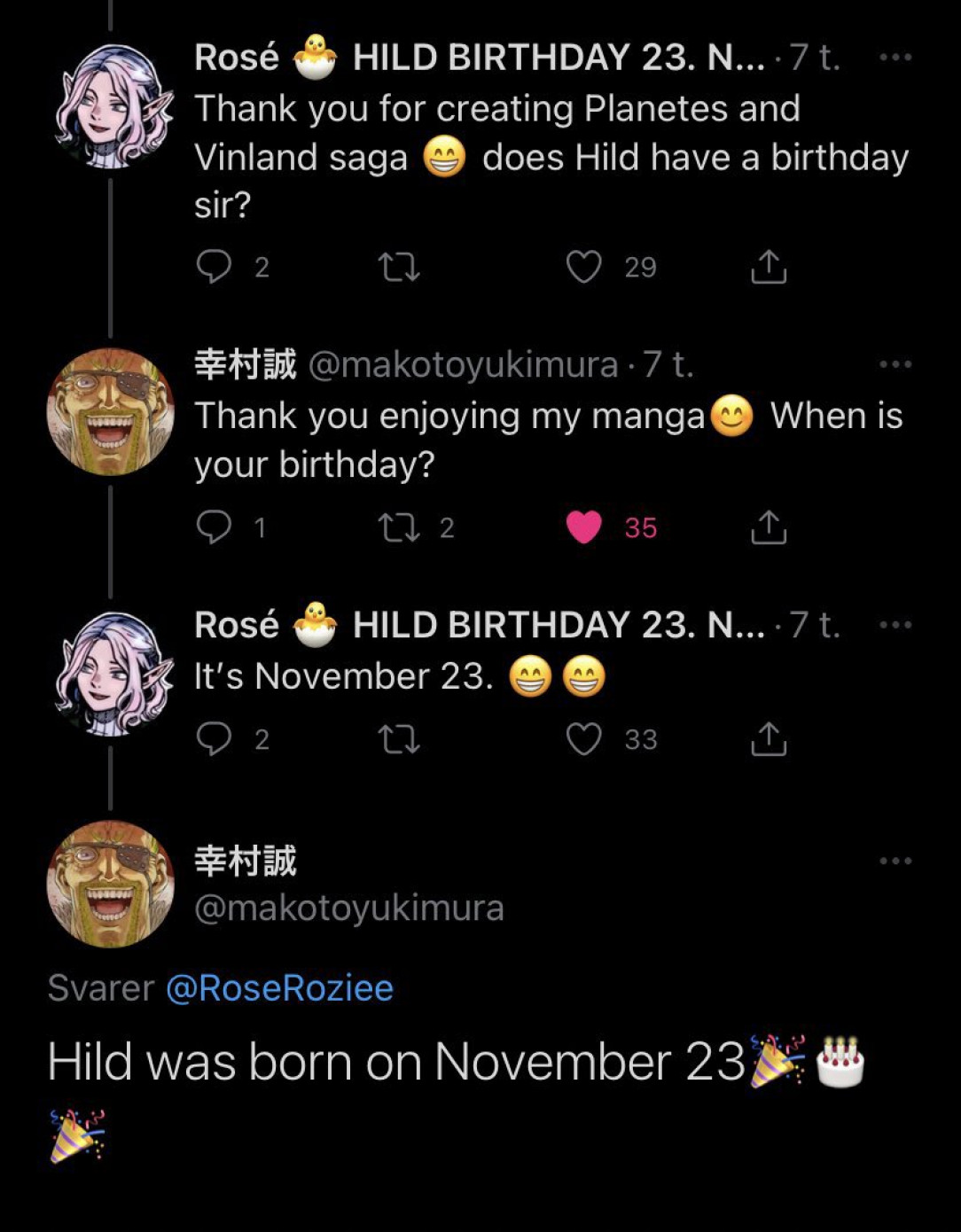 Manga creator responds to fan about a character&#039;s birthdate