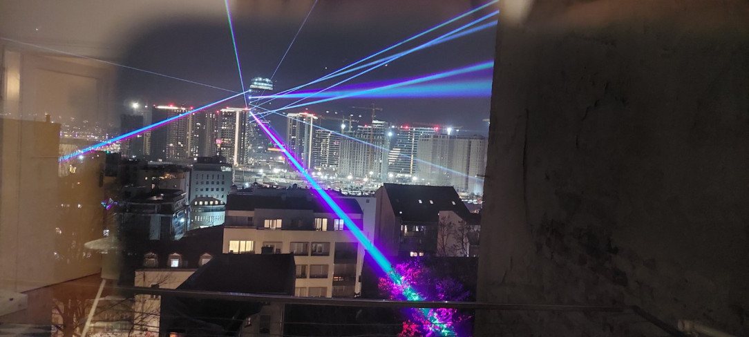 Testing lasers for New Year&#039;s Eve, Belgrade