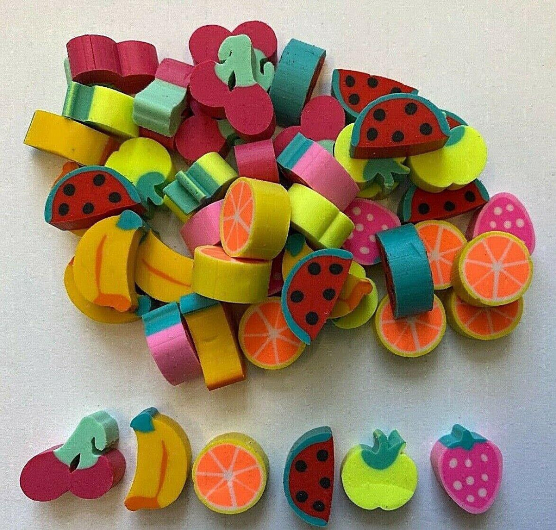 Fruit shaped erasers from the school store. They were awful