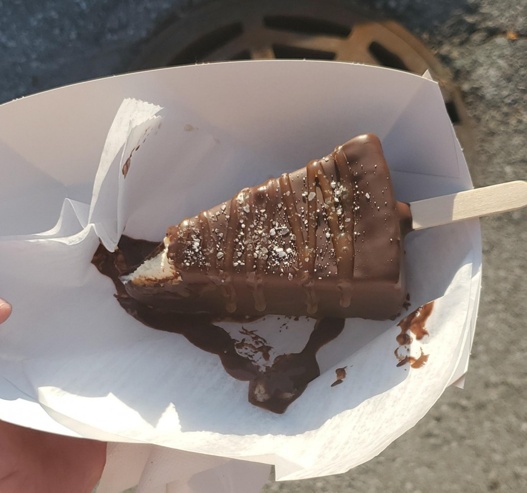 Salted Carmel Cheesecake on a stick for this lady