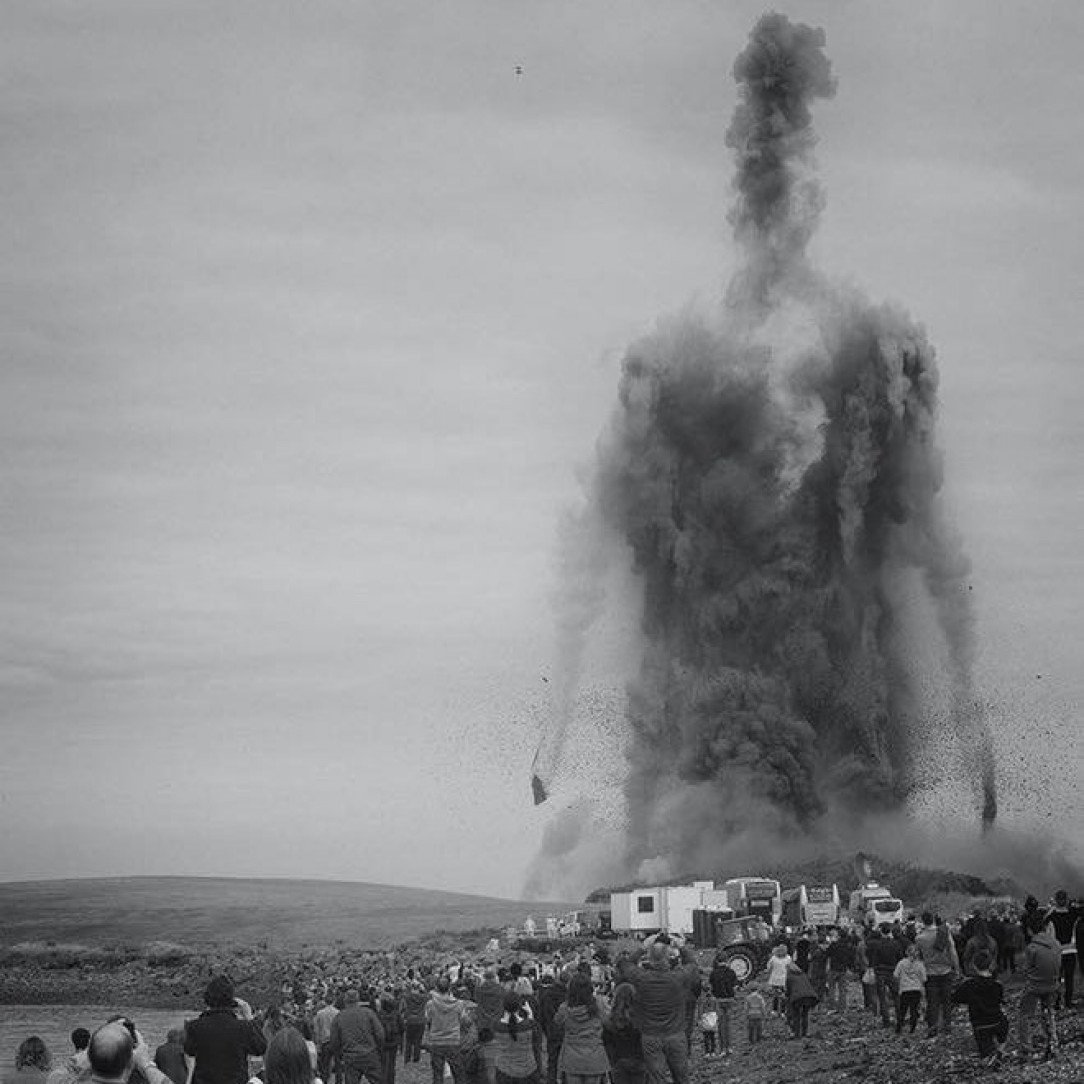 Demolition of a power plant in Scotland produces a ghostly human-shaped smoke cloud