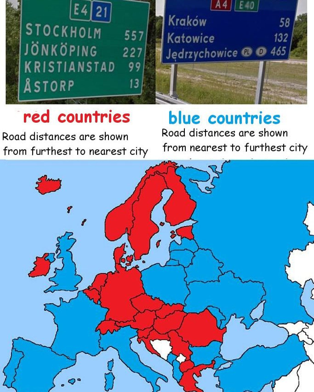 Road distances shown