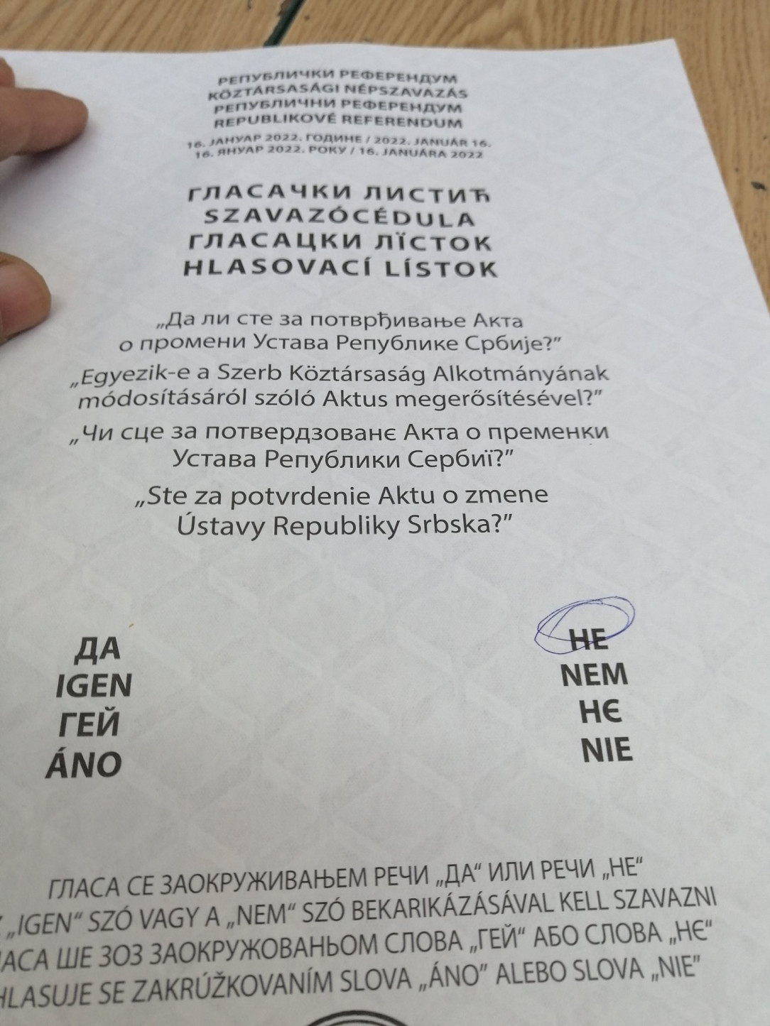 A multilingual ballot for yesterday&#039;s referendum, Novi Sad, Serbia