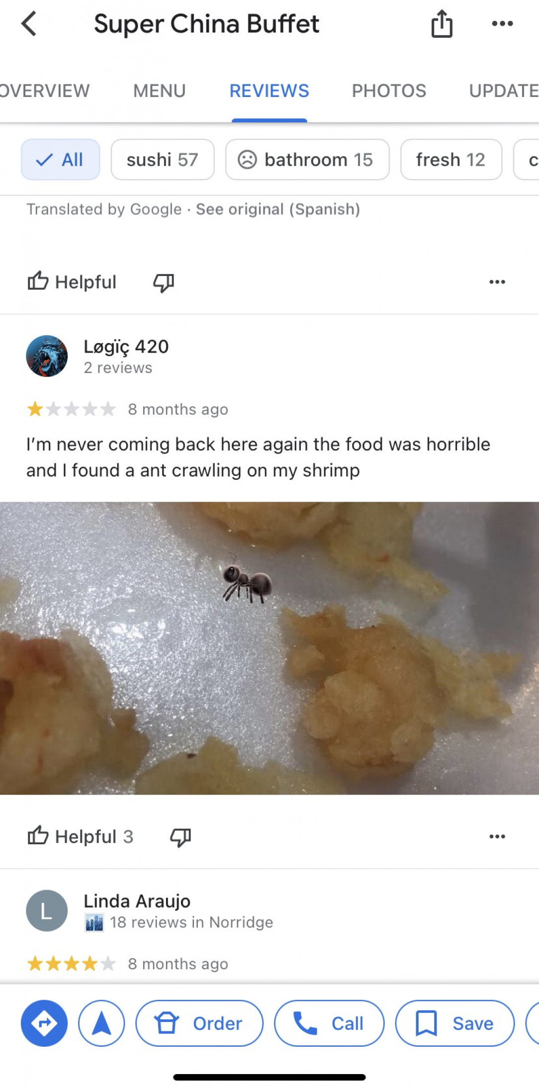 This guy posted fake ant on his food to make business suffer