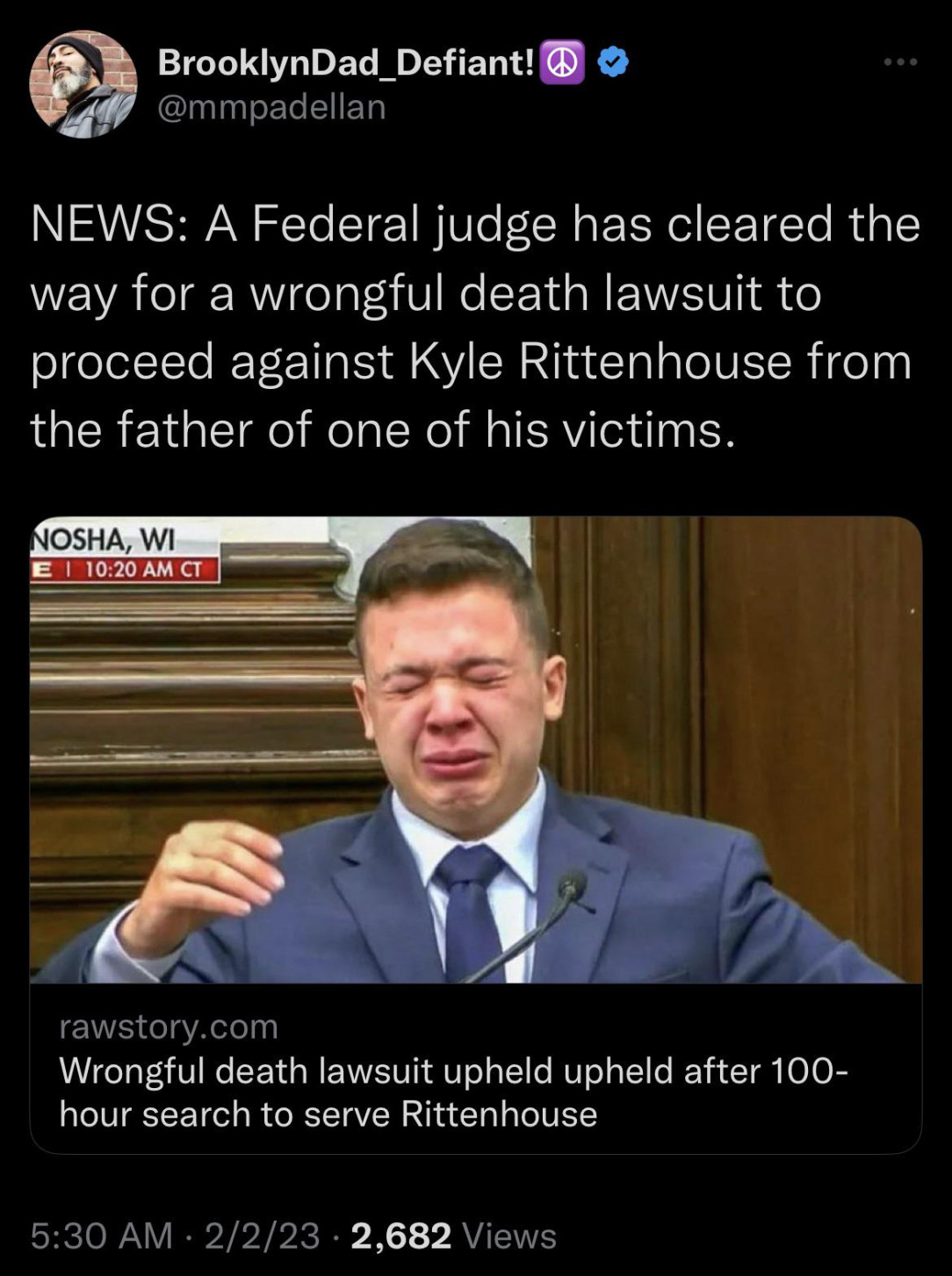 Kyle Rittenhouse will be sued by the father of one of his victims…