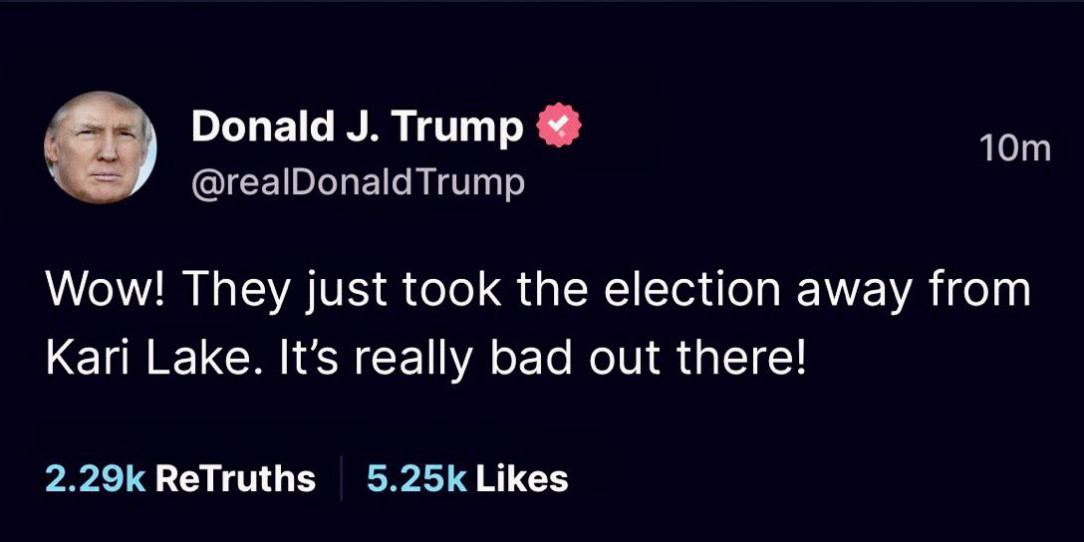 &quot;Took the election away&quot;. He goes to such trouble to avoid saying &quot;lost&quot; or &quot;loser&quot;