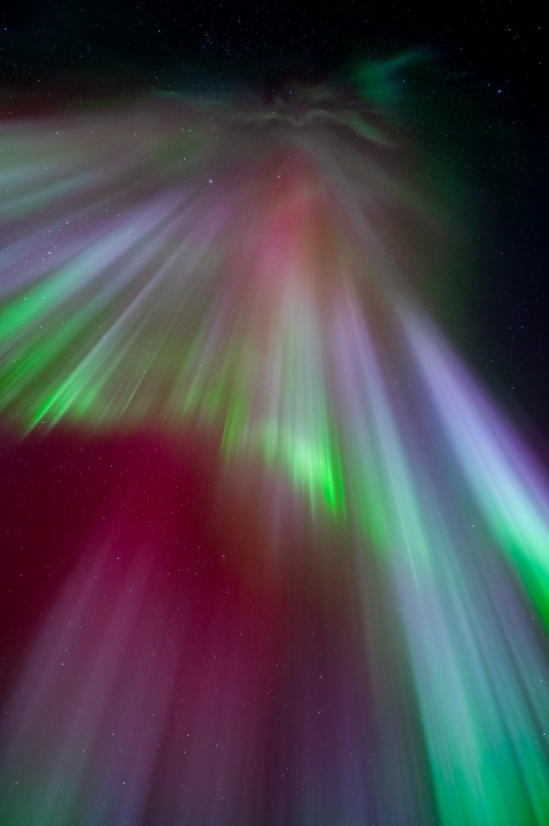 Standing directly under an aurora, taken yesterday above Canada