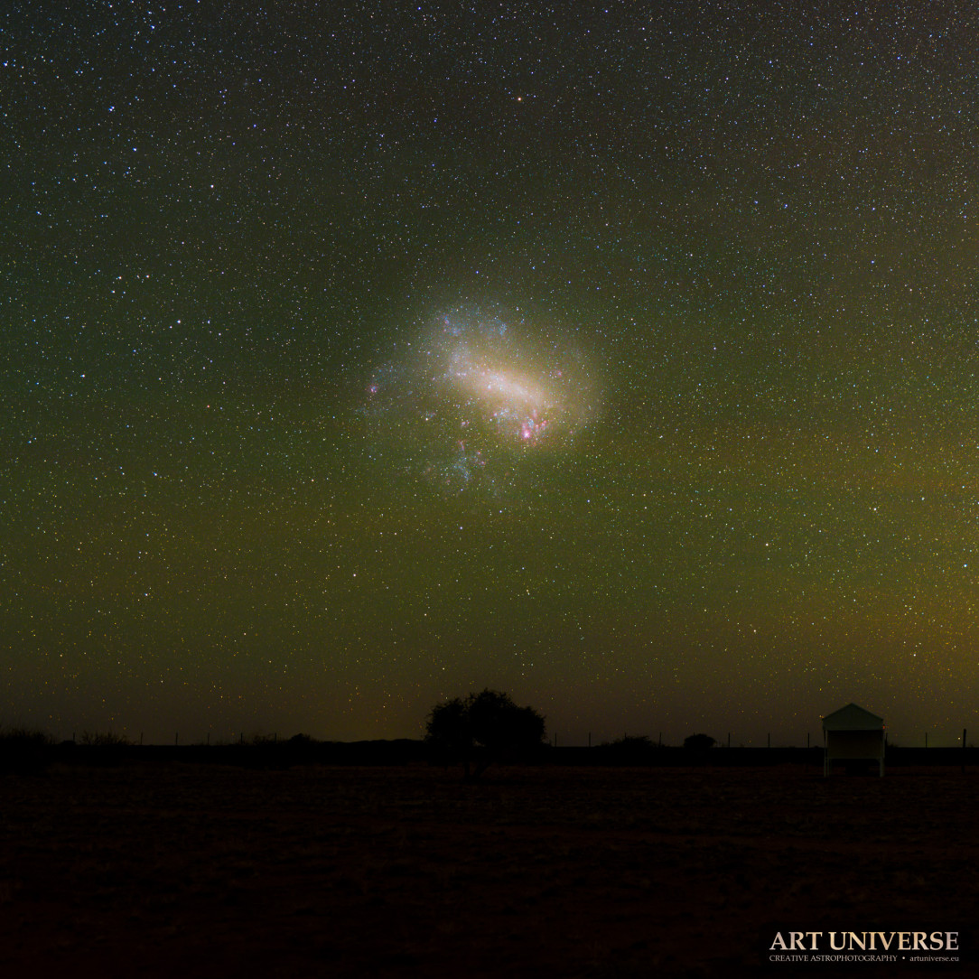 Large Magellanic Cloud, shining low above the horizon in the desert