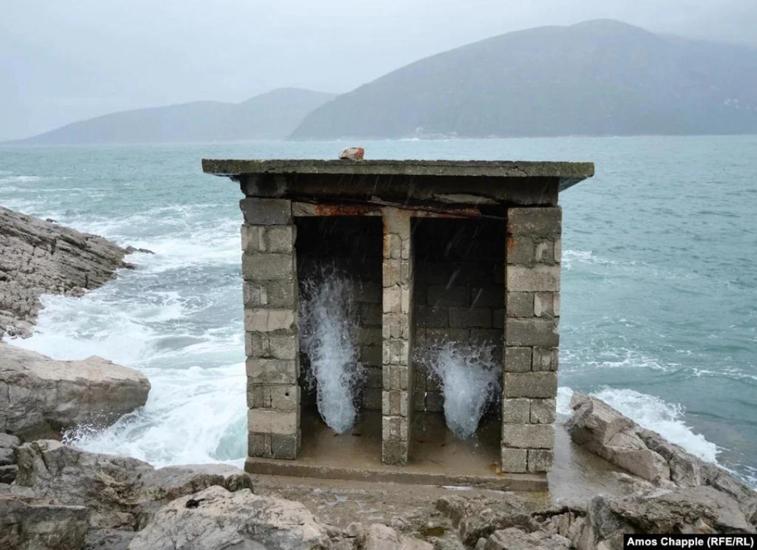 A seaside toilet in the Bay of Kotor