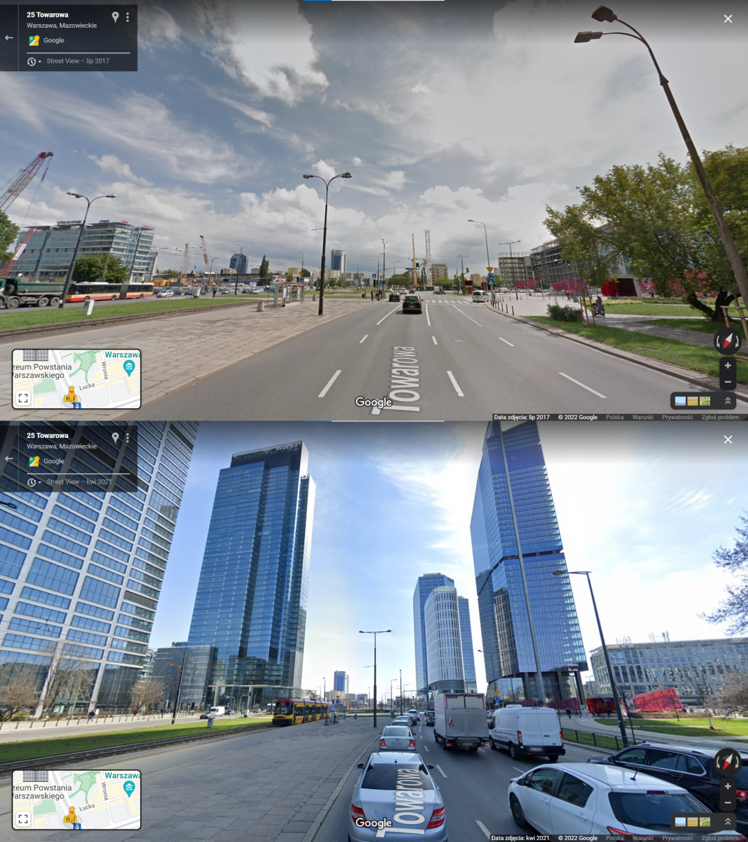 Google street in Poland 2017 vs 2021