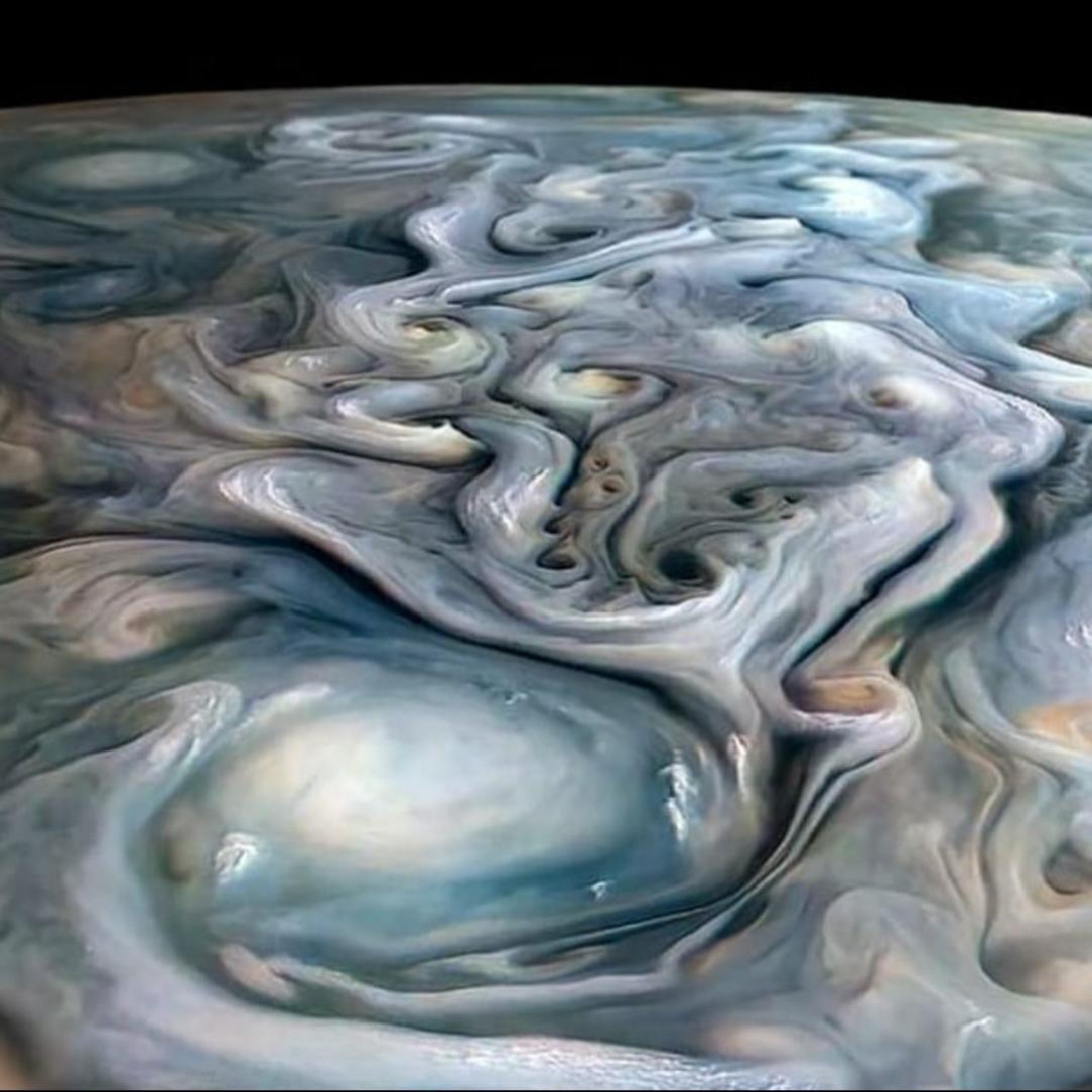Jupiter&#039;s swirling clouds, imaged by Juno
