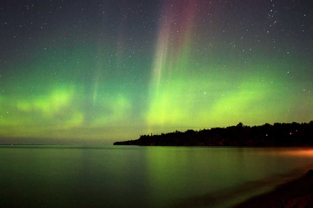 Northern lights over Lake Superior