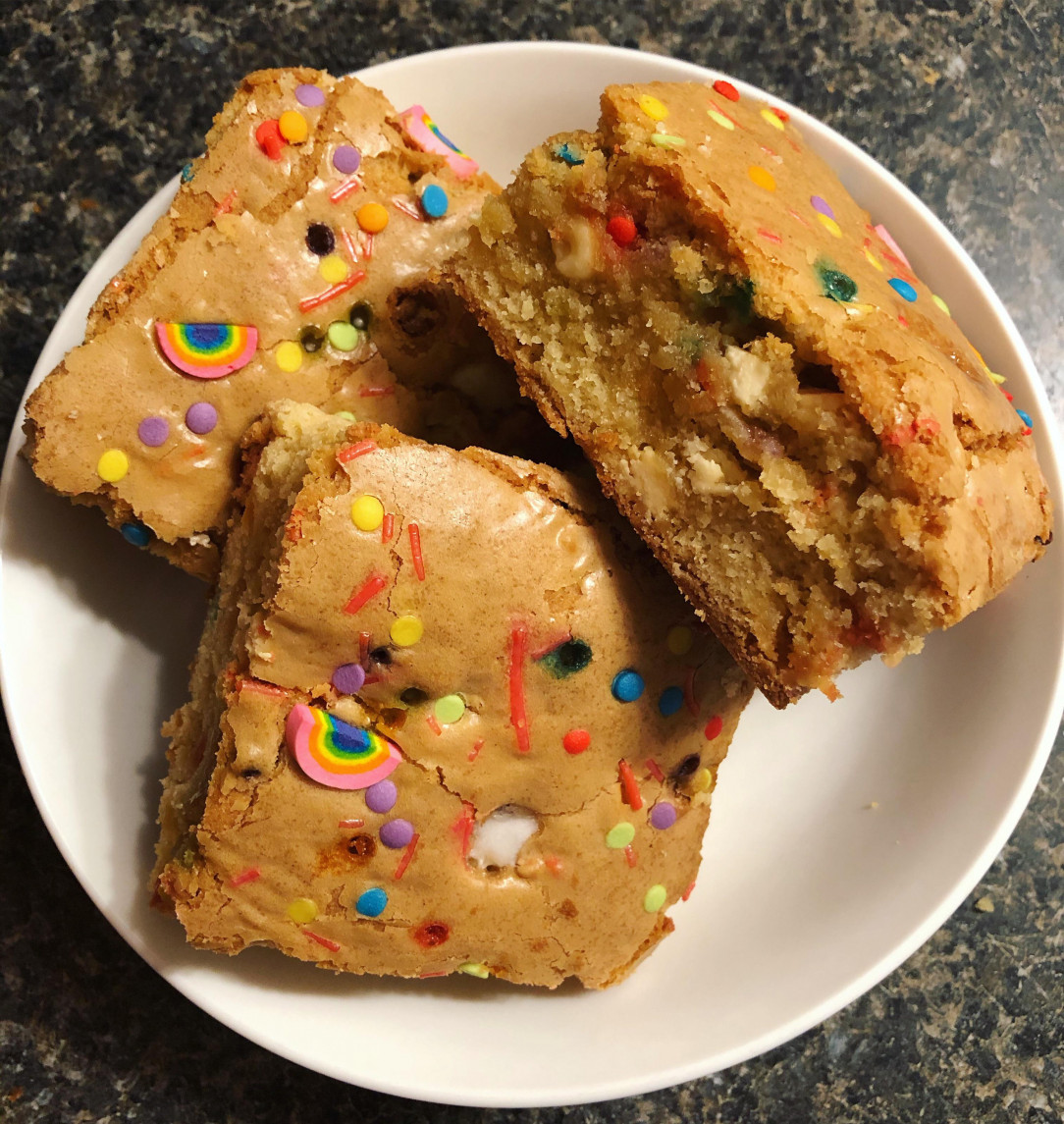 White Chocolate Rainbow Blondies 🌈