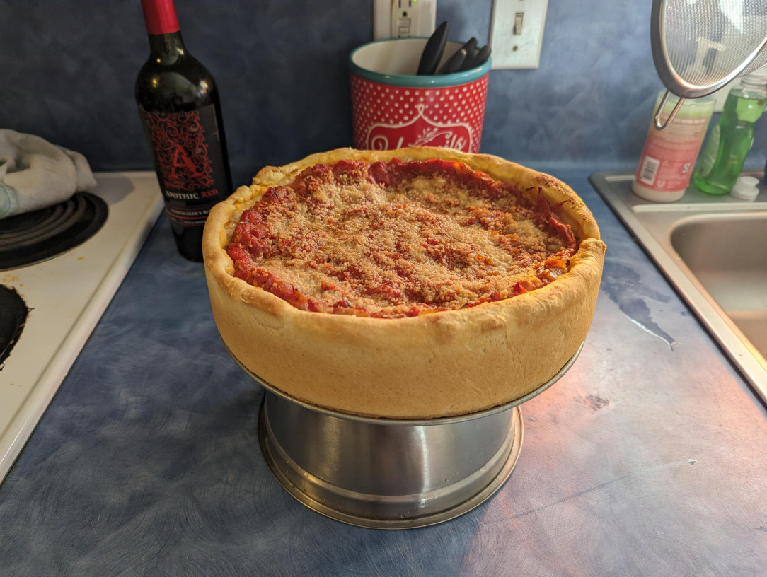 Was longing for Chicago style pizza but am in Texas so made one myself. I think it came out good