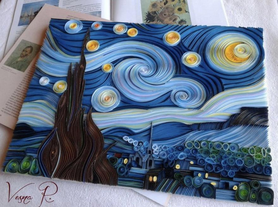 Starry Night made with Paper Quilling …
