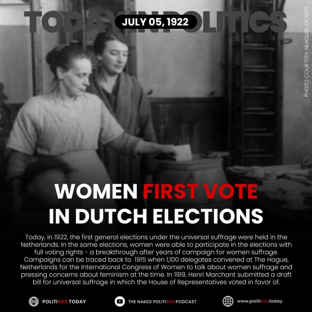 100 years ago today, Women in The Netherlands were allowed to vote