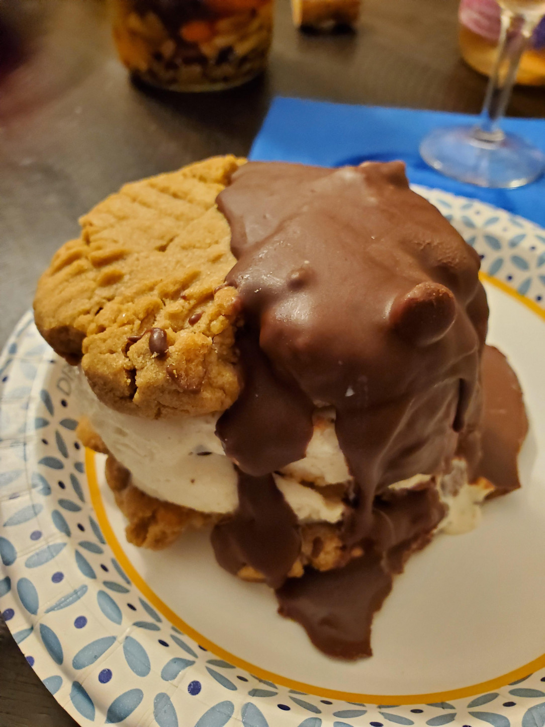 Sister made Homemade Reese Ice Cream Sandwich