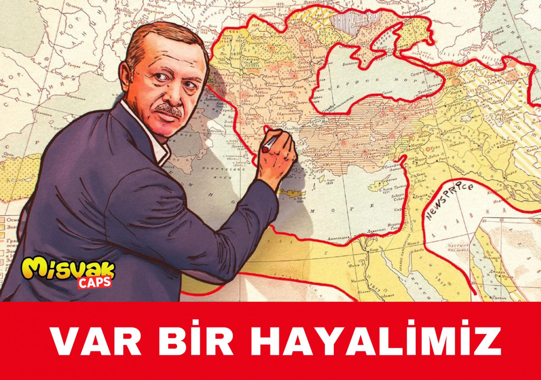 A political cartoon drawn by Erdoğan supporters after the latest conflict. The text under the cartoons means &quot;WE HAVE A DREAM&quot;