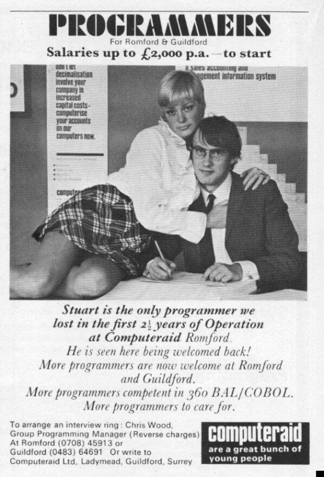 Old UK ad for programmers - Salaries up to 2000 GBP p. A