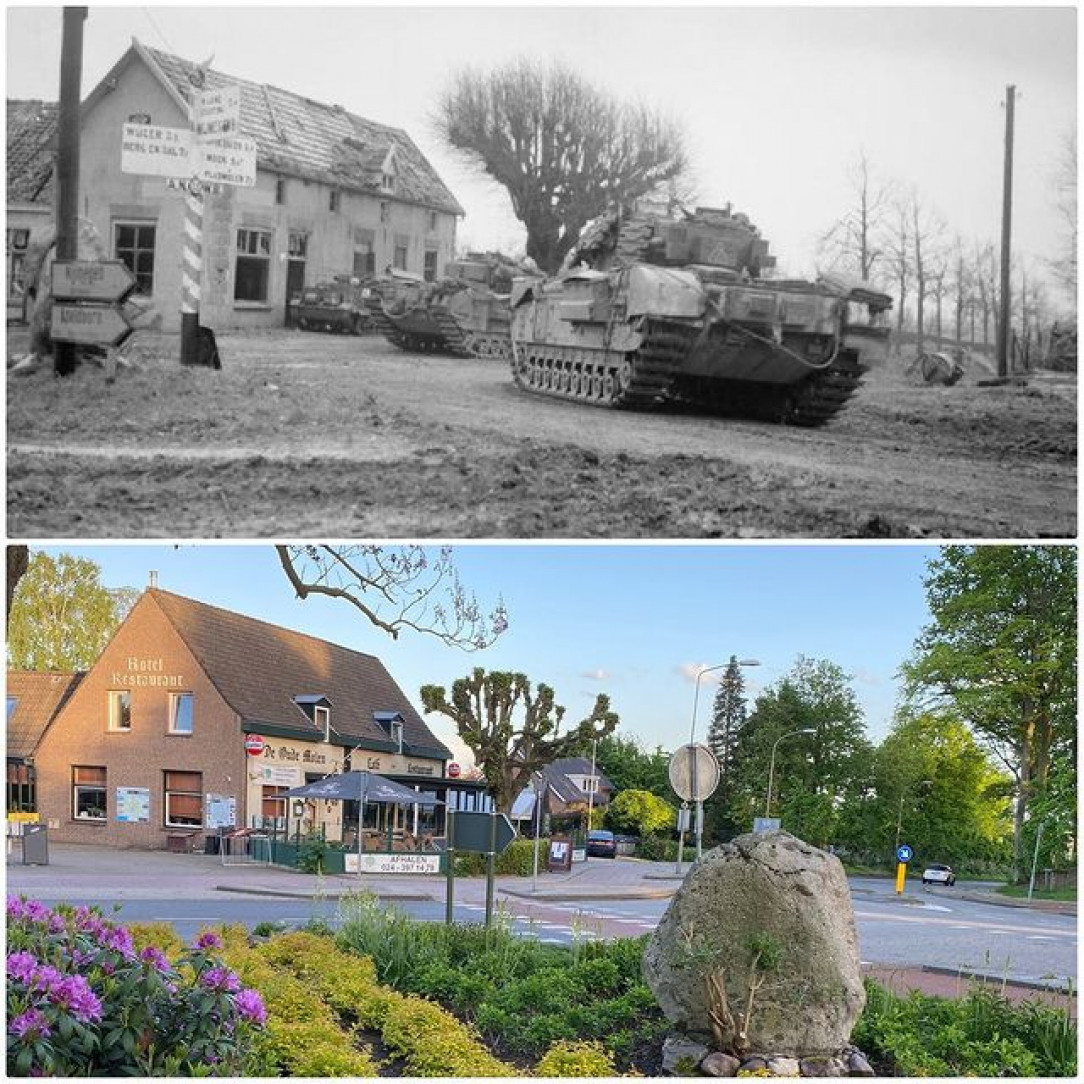 Molenweg in Groesbeek, February 1945 and 2021