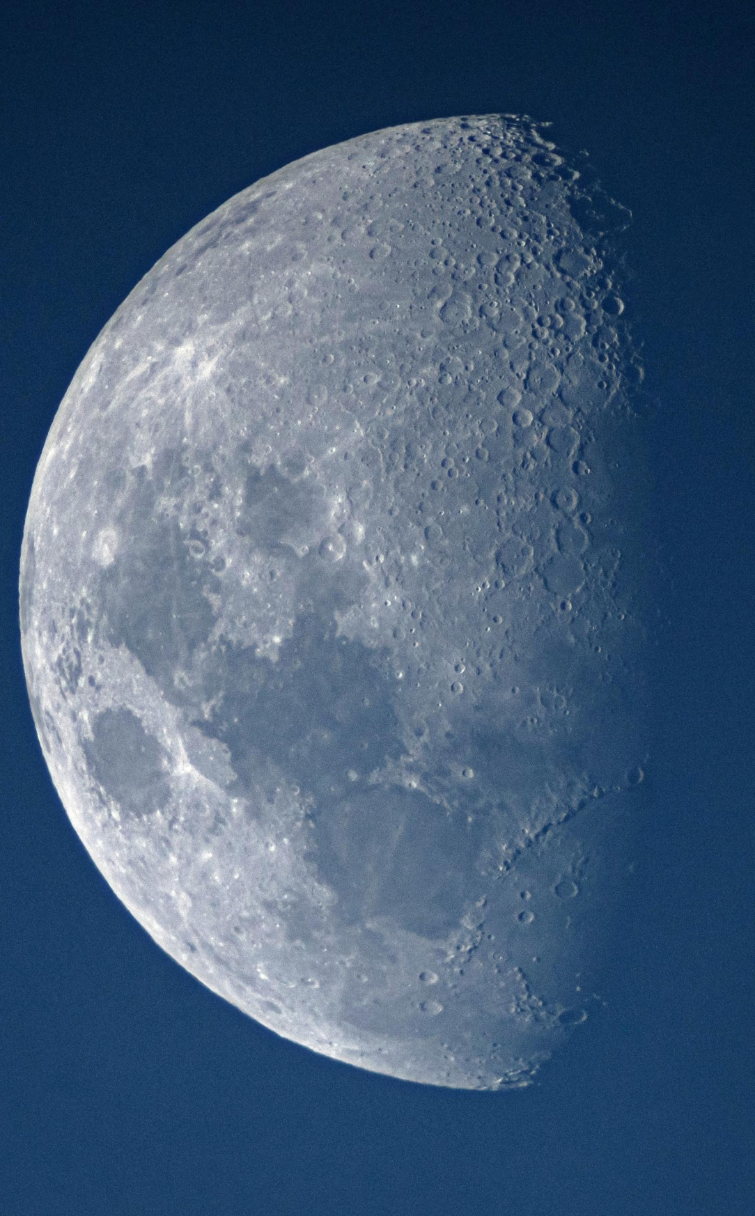 Waxing Gibbous moon at 64% with daylight, shot in the southern hemisphere