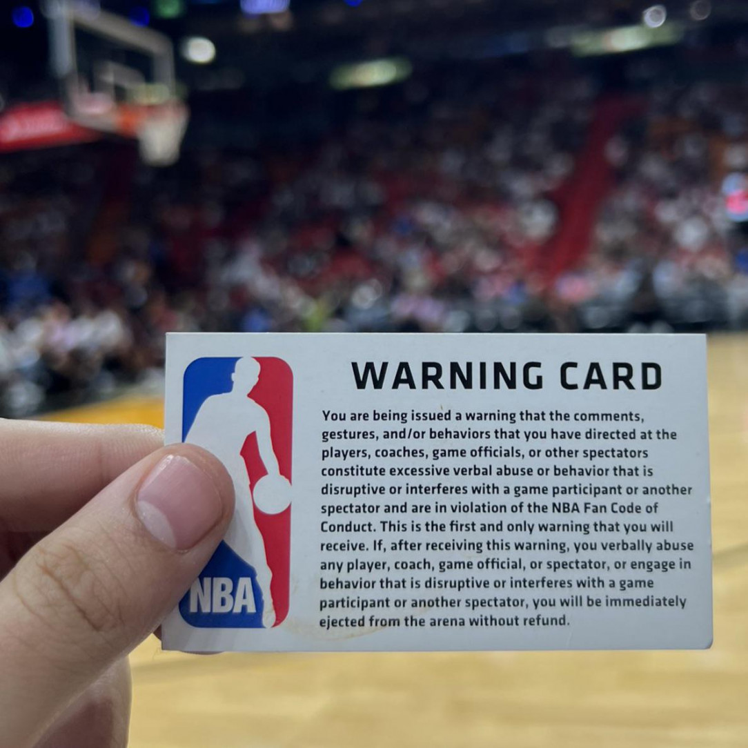 Warning card given to disruptive NBA fans