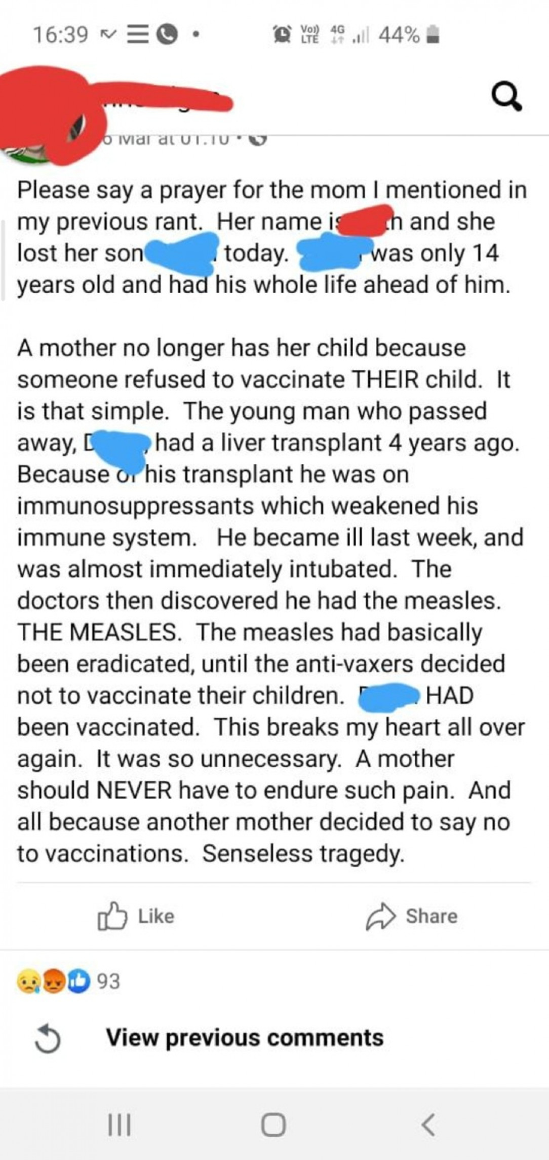 Not vaccinating your chuld