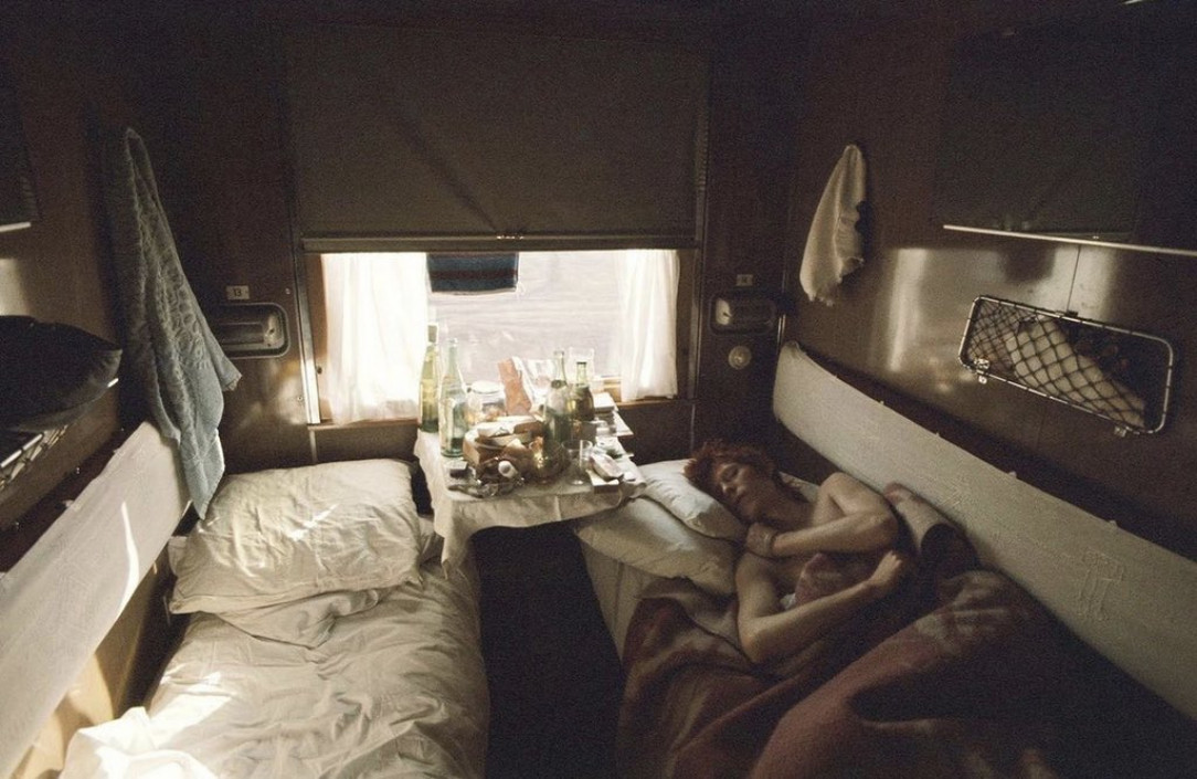 David Bowie sleeping in the Trans-Siberian Express, USSR, 1973