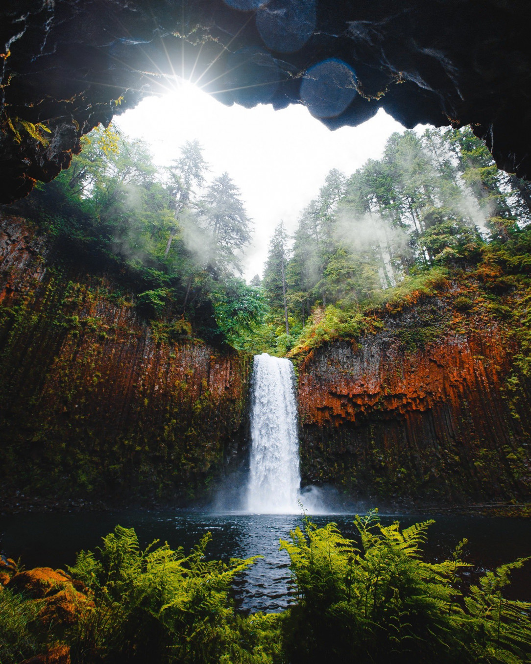 Abiqua Falls, Oregon. Where you can walk through a cave and see a waterfall