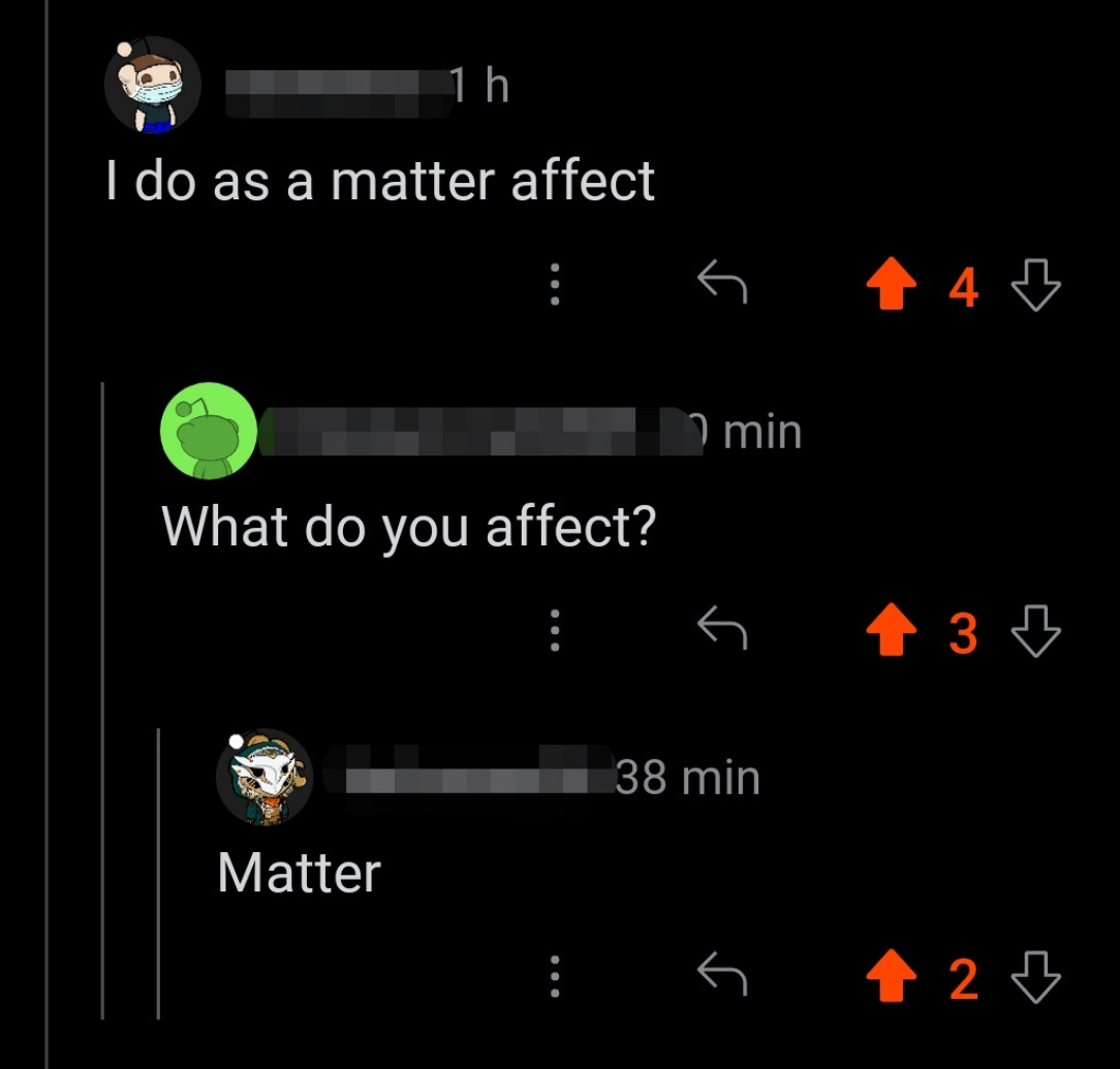 As a matter affect