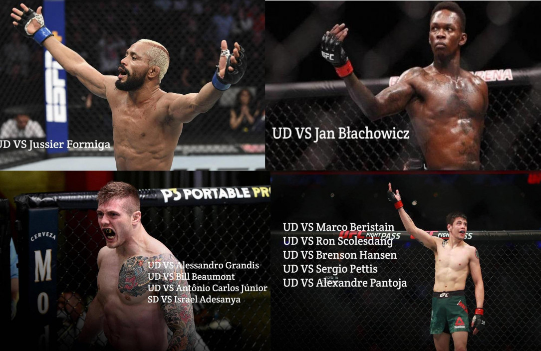 All 11 of the main and co-main fighter&#039;s combined losses have come by decison