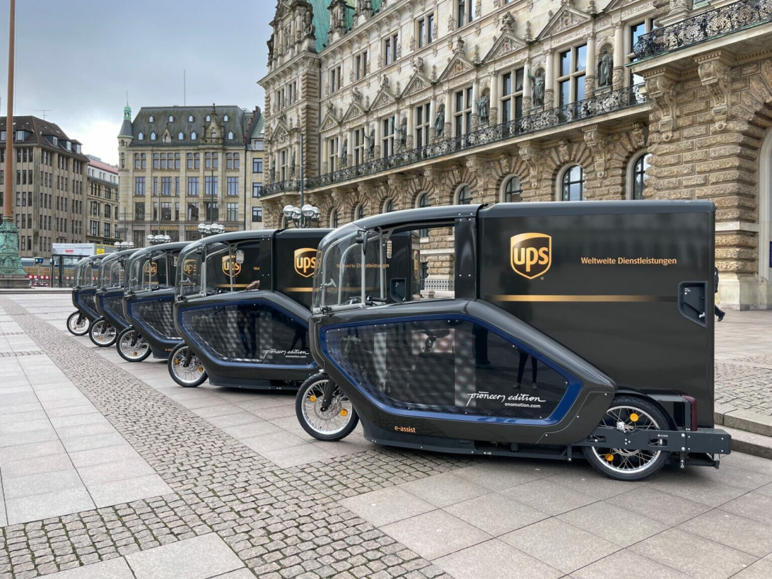 Fleet of electric cargo bikes in Hamburg, Germany