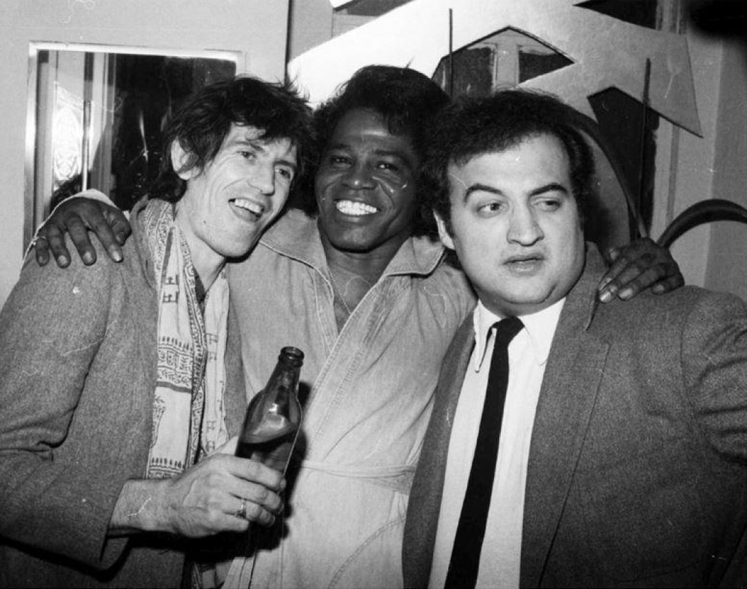 Keith Richards, James Brown and John Belushi at Studio 54, 1980