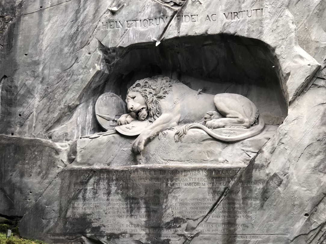 The Lion of Lucerne is a memorial to the Swiss guards who were massacred during the French Revolution