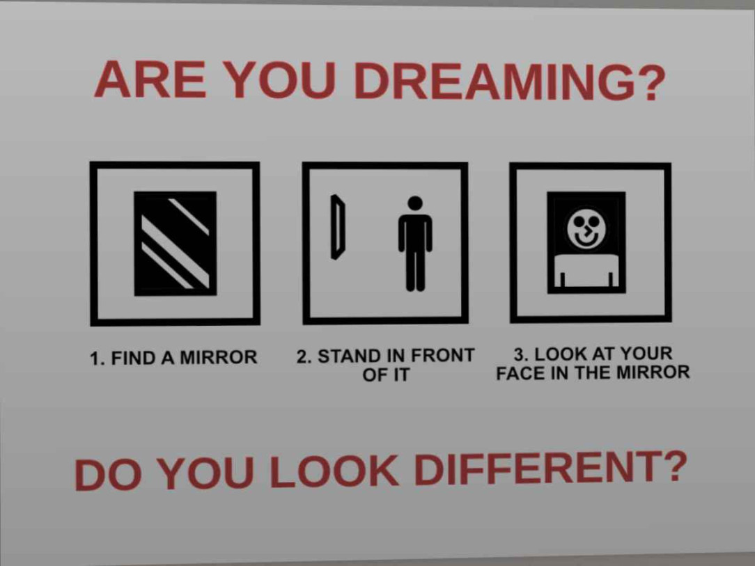 Weird &quot;are you dreaming&quot; sign found in psychologist waiting room