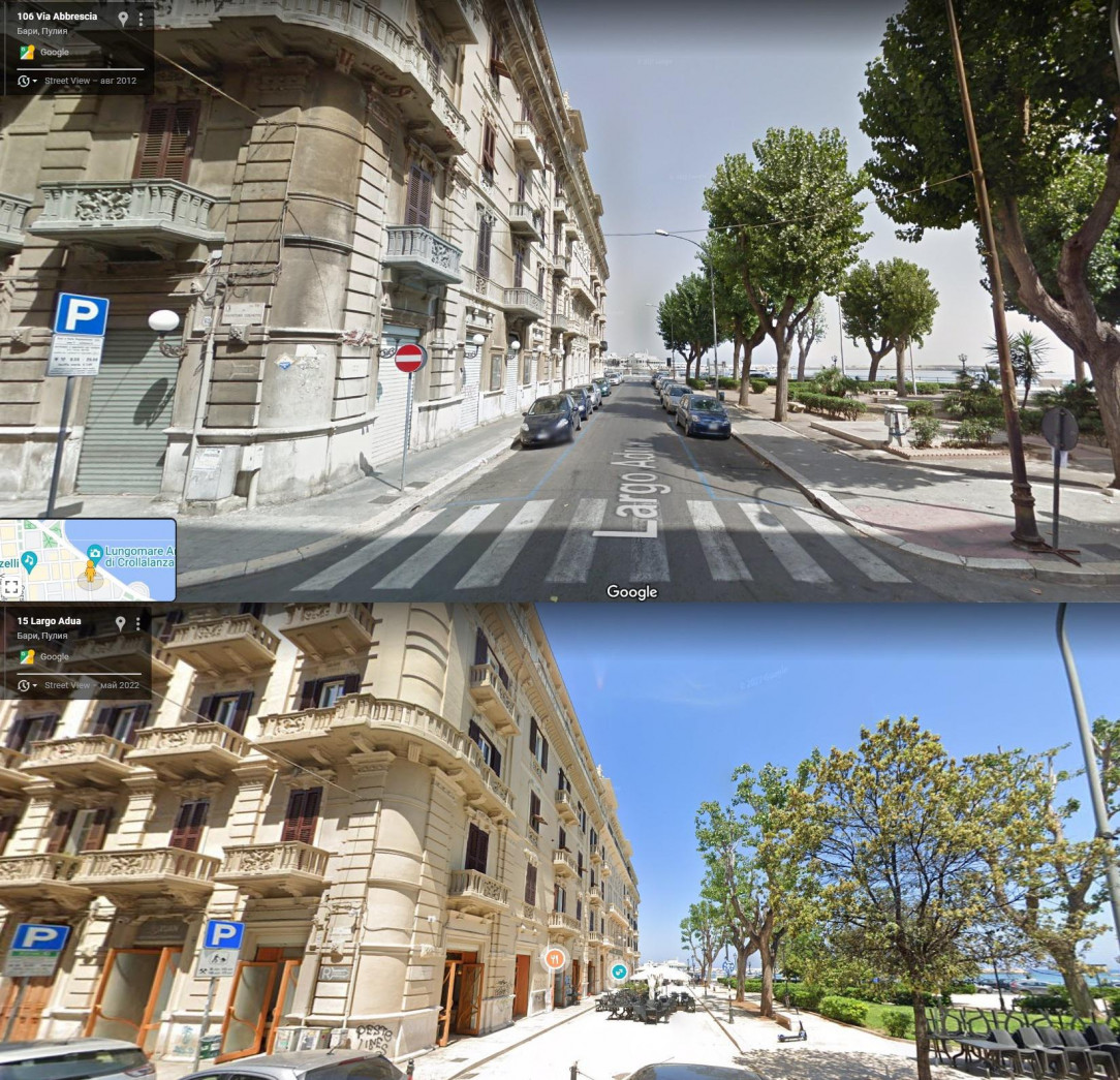 Bari, Italy street in 2012 vs 2022