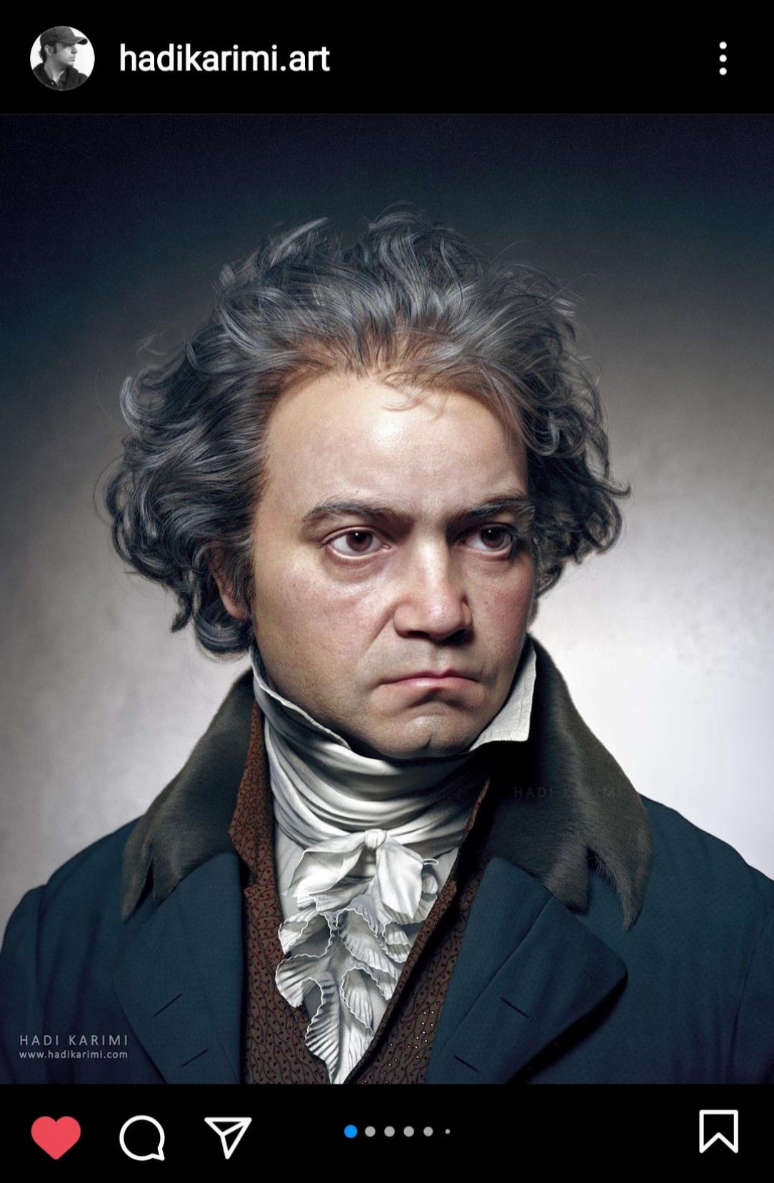 A realistic depiction of Beethoven, by Hadikarimi