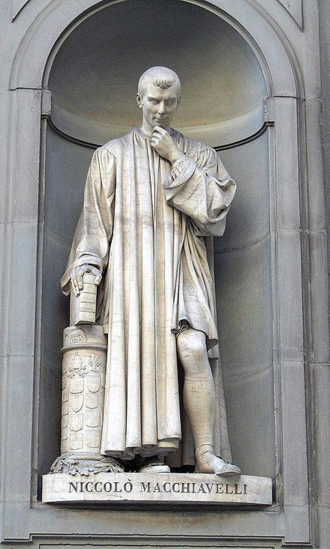 Statue of Machiavelli at the Uffizi Gallery in Florence, Italy