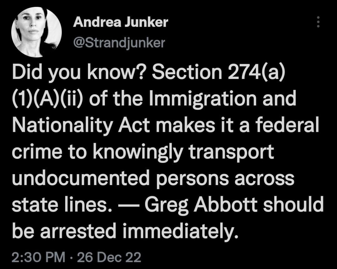 Aside from dropping off migrants in freezing weather, Greg Abbott broke the law