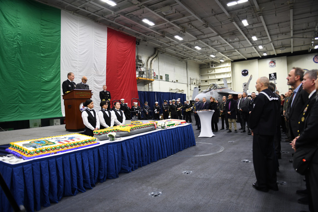 USS George H. W. Bush (CVN 77) celebrates U. S. -Italian relationship while anchored in the Bay of Naples, November 29, 2022