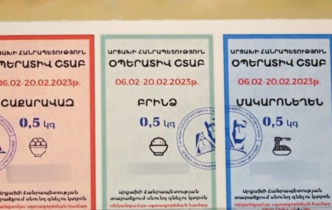 Artsakh&#039;s rationing tokens under Azerbaijan&#039;s blockade: . 5kg sugar, rice, macaroni