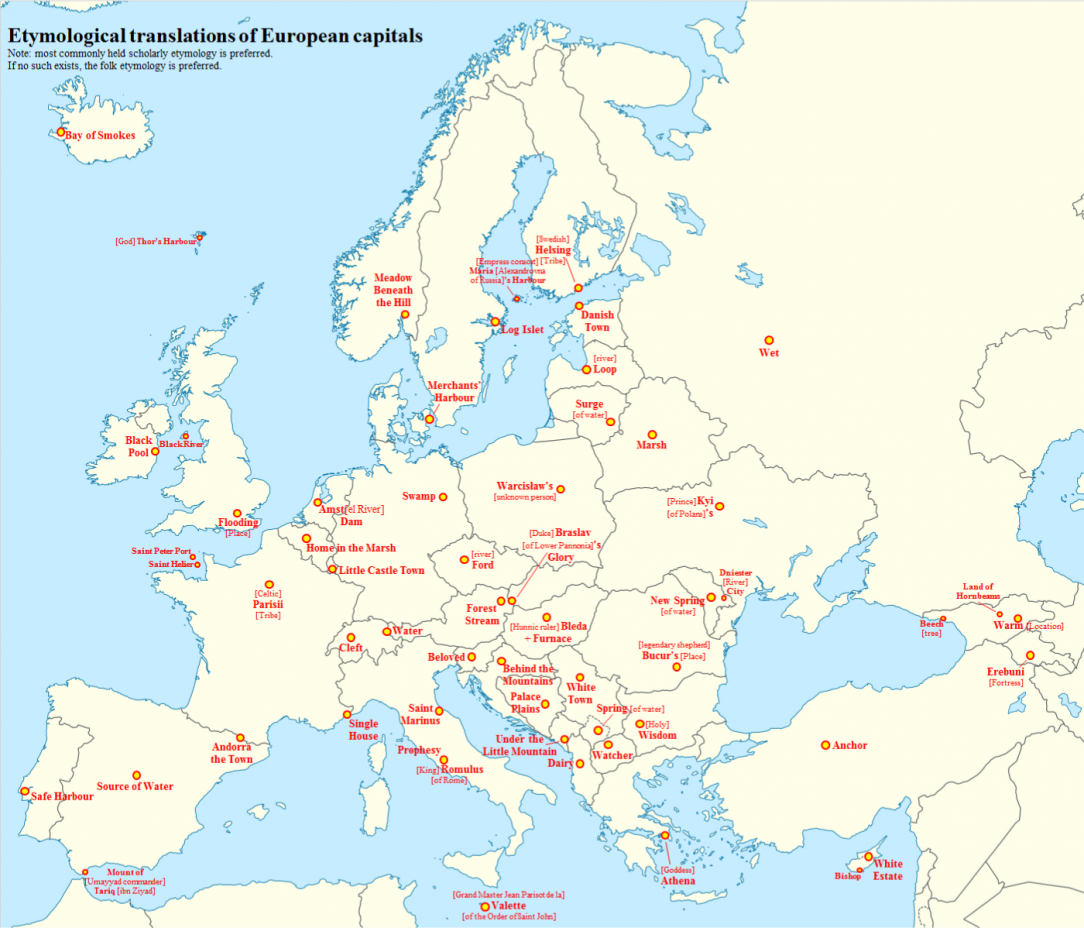 Etymology of European capitals