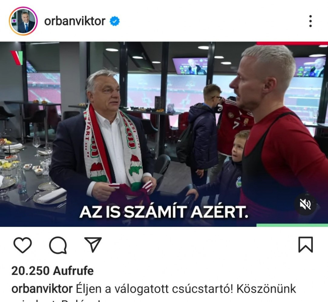 The Prime Minister of Hungary - wearing a scarf with the map of Greater Hungary