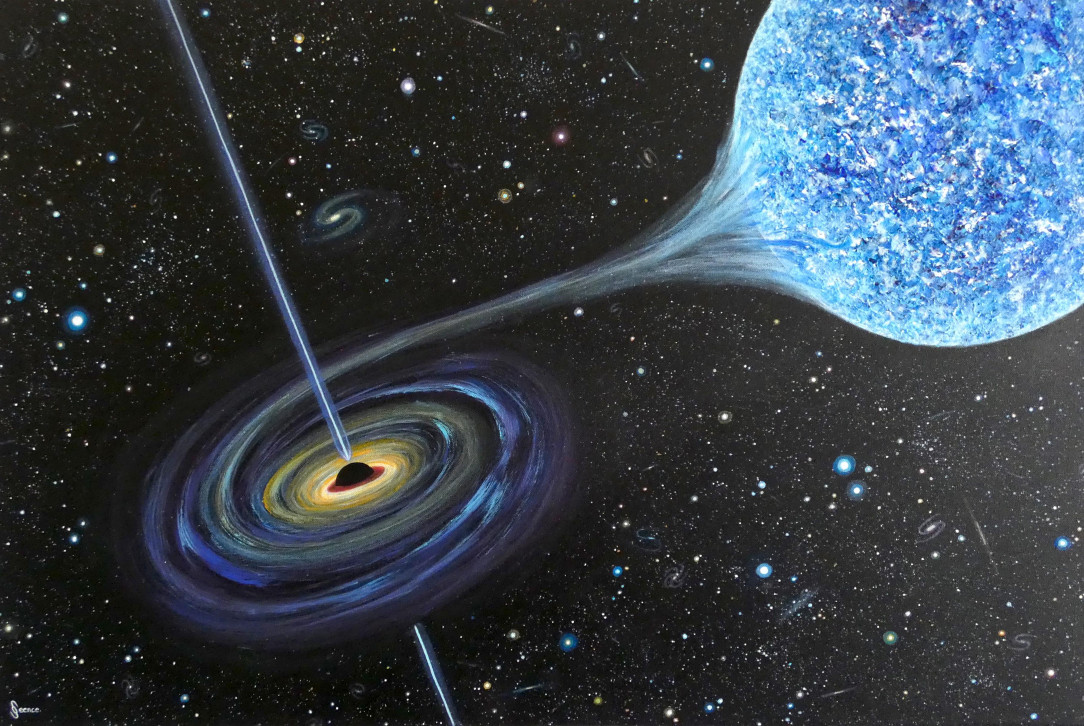 Black hole and a blue giant. Somewhere in space this is probably happening