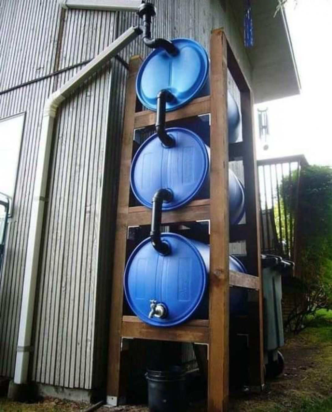 how to link up multiple barrels for rainwater collection